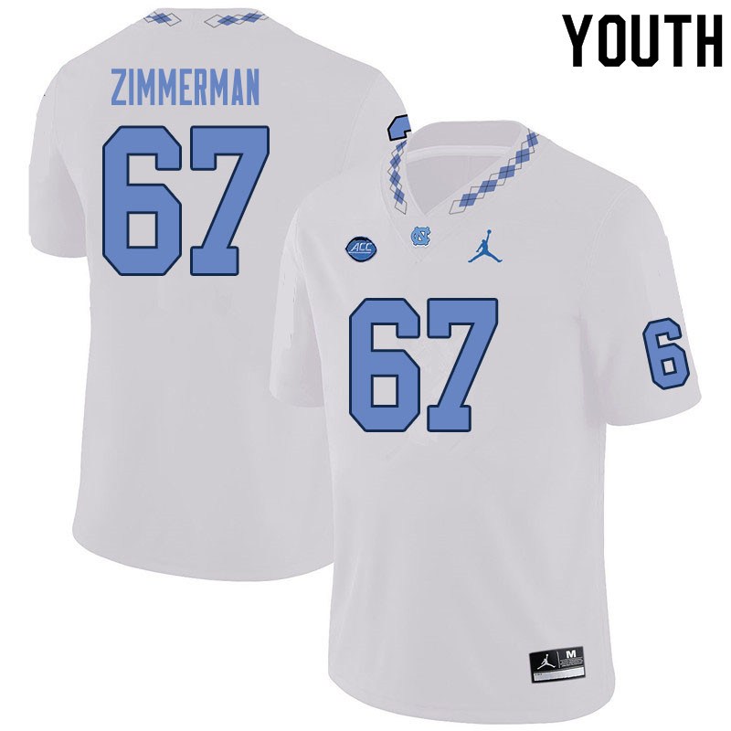 Youth #67 Trey Zimmerman North Carolina Tar Heels College Football Jerseys Sale-White